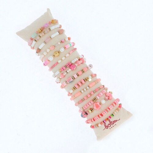 Kit de 16 bracelets élastiques - doré rose / KIT-BRA16-0540-D-ROSE