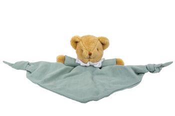 Ours Triangle Doudou avec Hochet 20Cm - Coton Bio Celadon 2