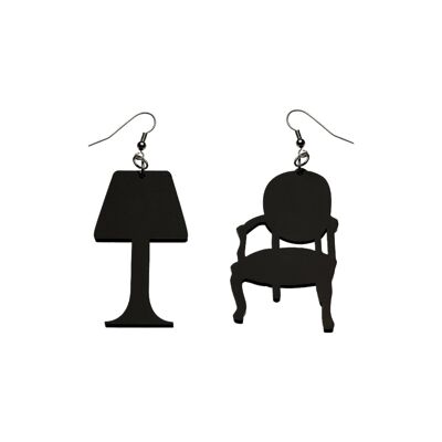 Boucles d'Oreilles Lampe et Chaise en Plexiglas