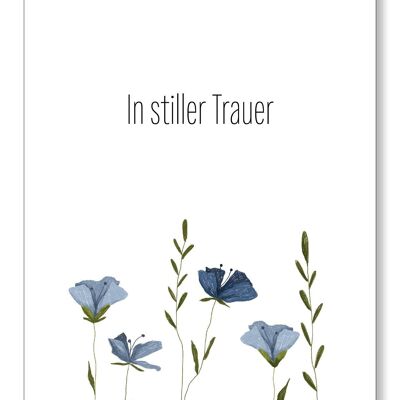 En luto silencioso, flores azules