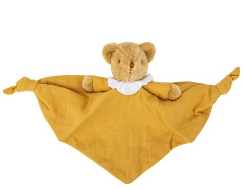 Ours Triangle Doudou avec Hochet 20Cm - Coton Bio Curry