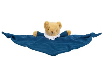 Ours Triangle Doudou avec Hochet 20Cm - Coton Bio Bleu Denim 2