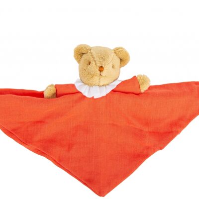 Ours Triangle Soft Toy with Rattle 20Cm - Coral Organic Cotton