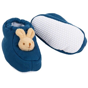 Chaussons Lapin 0-2 ans - Coton Bio Bleu Denim 2