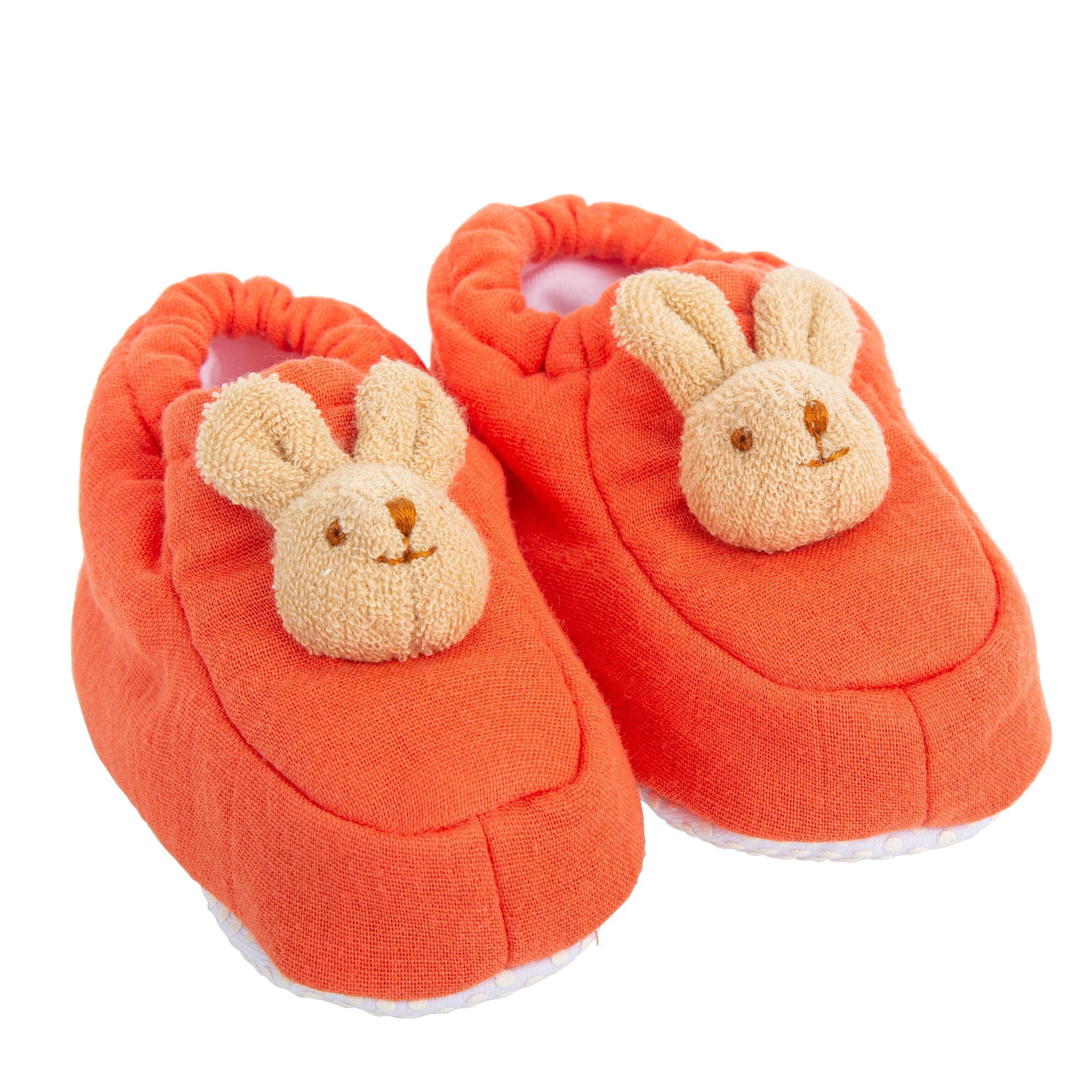 Pantuflas de Conejo 0-2 años - Algodón Orgánico Coral
