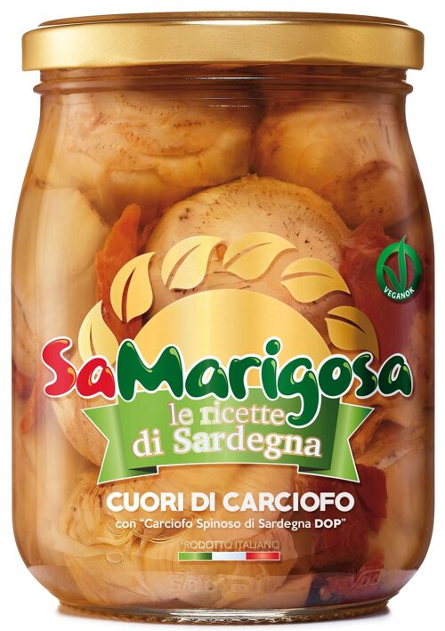 Cuori di Carciofo Gusto Ricco piccante con “ Carciofo Spinoso di Sardegna DOP” Vaso 500 g