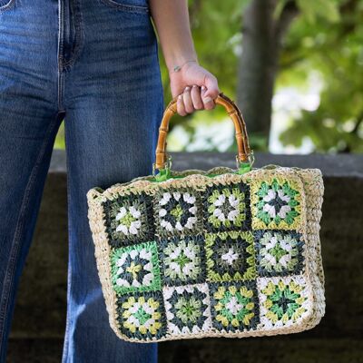 Crochet bag with bamboo handles Carol
