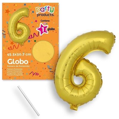 Globo Poliamida 45 cm nº 6 oro