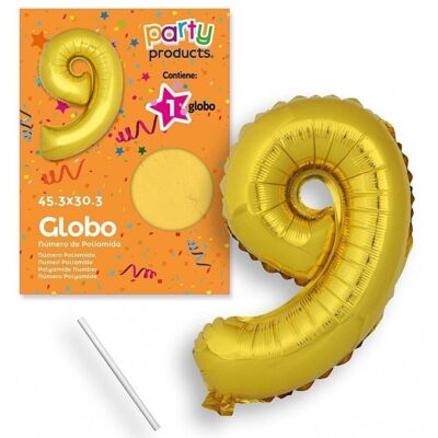 Globo Poliamida 45 cm nº 9 oro