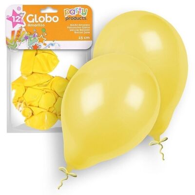 Pack 12 globos amarillo 23 cm