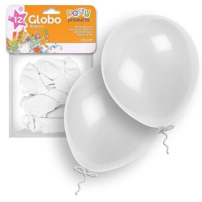 Pack 12 globos blanco 23 cm