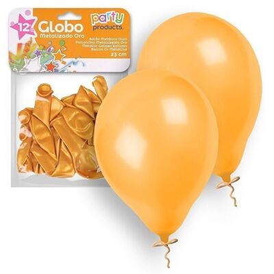 Pack 12 globos metalizado oro 23 cm