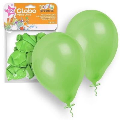 Pack 12 globos verde 23 cm