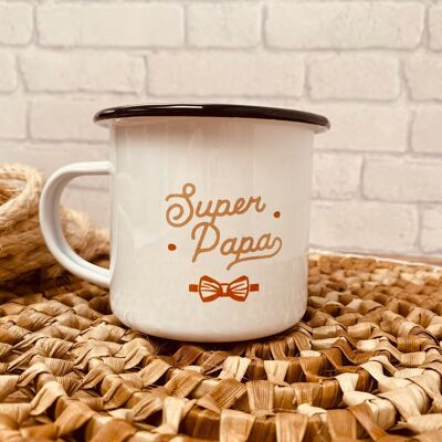Enamel mug - super dad bow tie