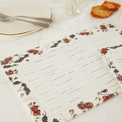 Pomegranate weekly menu planner pad with magnet
