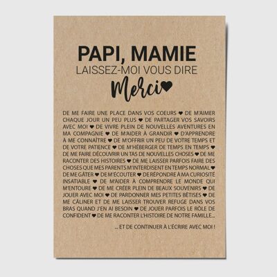 Carte postale "Papi, Mamie laissez-moi vous dire merci"