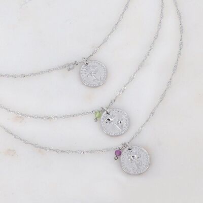 Fleury rhodium necklace - Birth Flowers