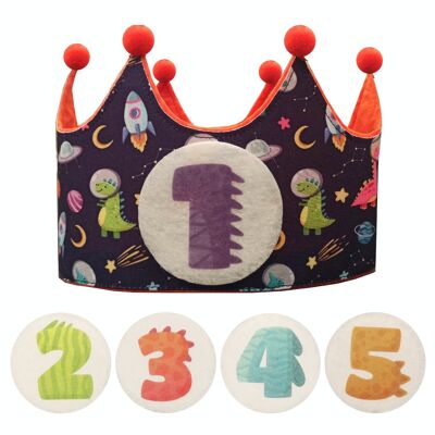 Interchangeable crown of numbers 1 to 5 years "Dinosaurs"