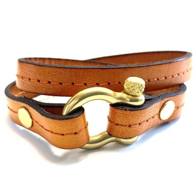 Bracelet leather Hermes Style orange