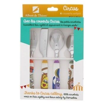 LE CIRQUE - SET 4 COUVERTS ENFANT ANIMAUX EN BOITE COULEUR 2