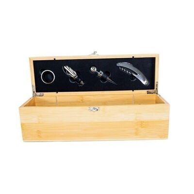 COFFRET SOMMELIER BAMBOU 1 BOUTEILLE AVEC 4 ACCESSOIRES