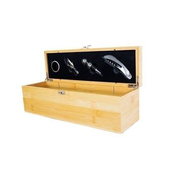 COFFRET SOMMELIER BAMBOU 1 BOUTEILLE AVEC 4 ACCESSOIRES 2