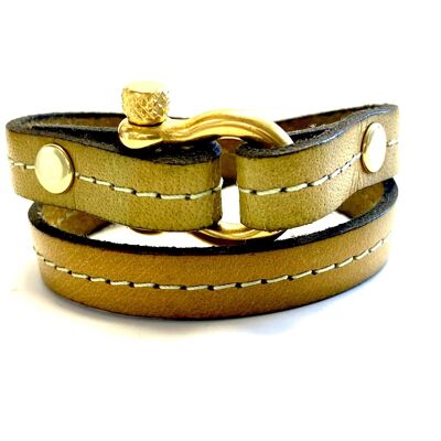 Bracelet cuir Hermès Style jaune