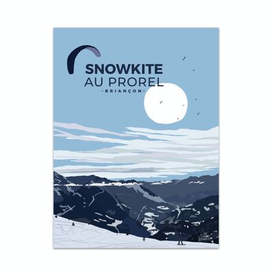 Póster de montaña, Snowkite, Briançon