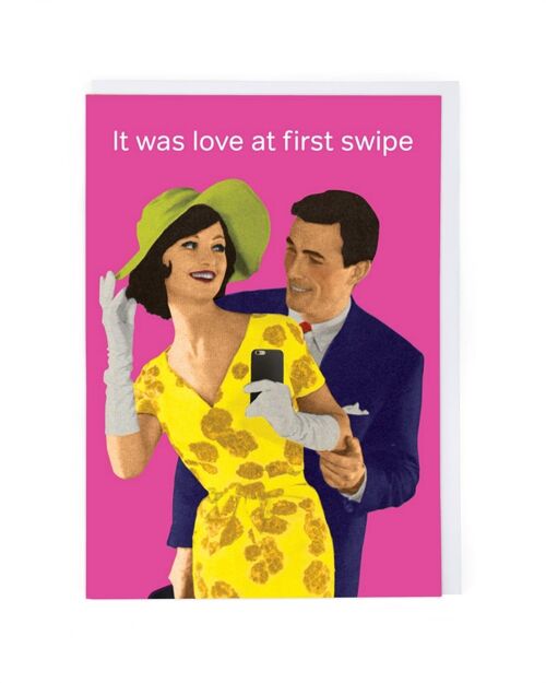 Love At First Swipe Valentine Card