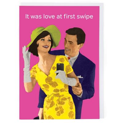 Love At First Swipe Valentine Card