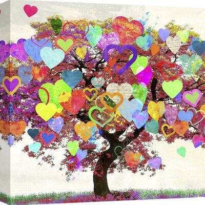 Pintura pop, impresión sobre lienzo: Malia Rodriguez, Árbol de corazones (detalle)