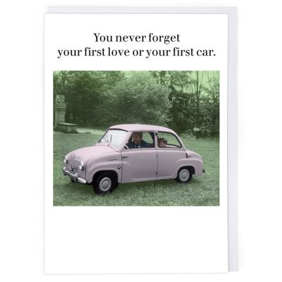 Biglietto d'auguri per la prima auto del primo amore
