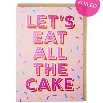 Coma la tarjeta de cumpleaños de la torta