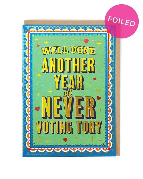 Never Tory Birthday Card