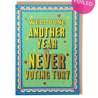Never Tory Birthday Card