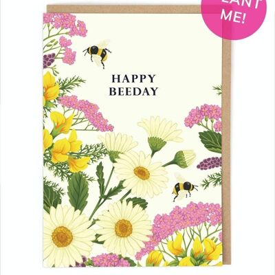Carte d'anniversaire Happy Beeday