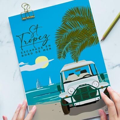 Postkarte, Ausflug nach Saint Tropez in einem Minimoke