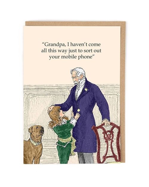 Mobile Phone Grandpa Greeting Card