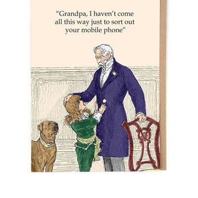 Mobile Phone Grandpa Greeting Card