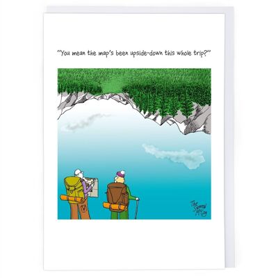Upside Down Map Greeting Card