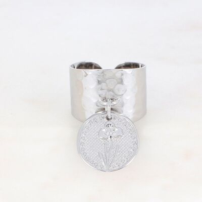 Fleury rhodium ring - Birth flower