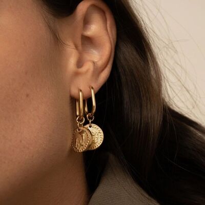 Fleury golden hoop earrings - Birth flower