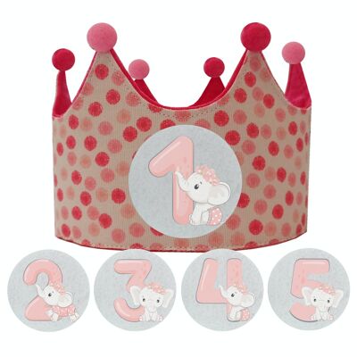 Interchangeable crown of numbers 1 to 5 years "Lunar Fuchsia"