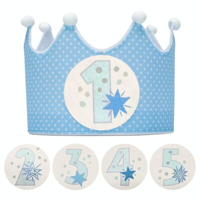 Interchangeable number crown 1 to 5 years “Blue Polka Dots”