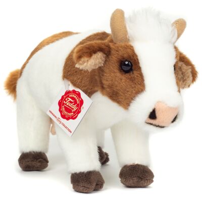 Vache marron et blanche debout 23 cm - peluche - peluche