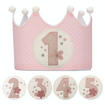 Couronne à chiffres interchangeables 1 à 5 ans "Pink Polka Dots" 1