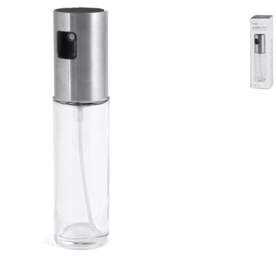 Oliera Acetiera con diffusore spray in vetro trasparente ml 100. Nebulizza delicatamente olio e aceto, non sporca e non gocciola