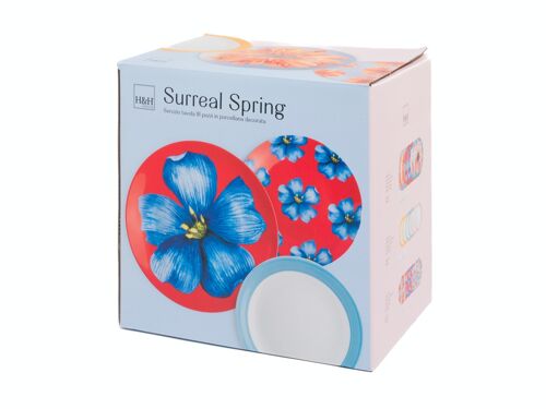 Servizio 18 pezzi coupe Surreal Spring in porcellana decorata.