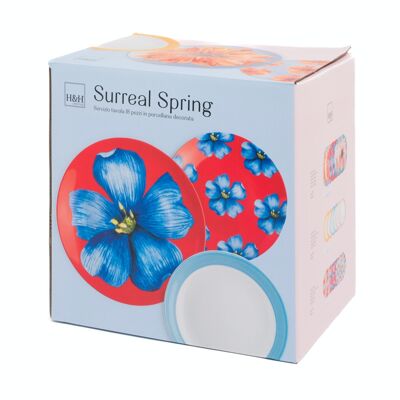 Surreal Spring Coupé 18-teiliges Service aus dekoriertem Porzellan.