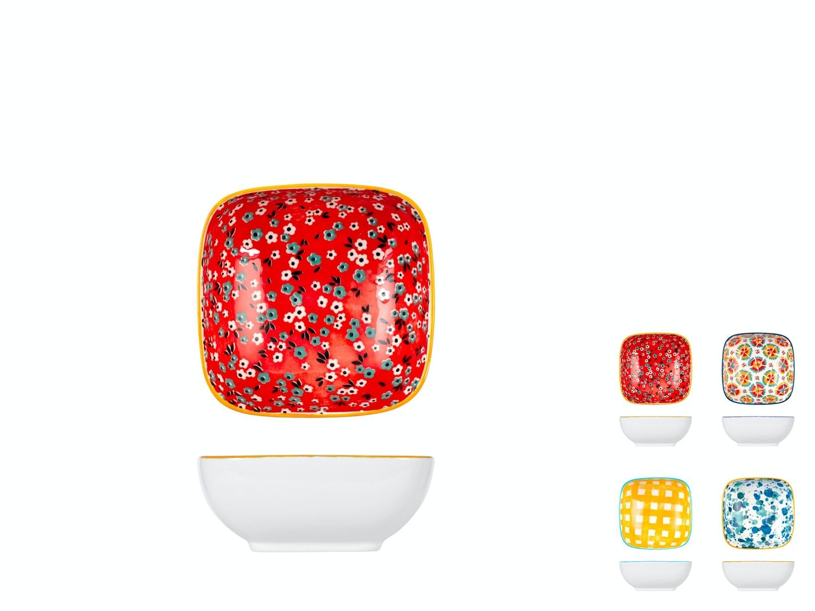 Mix&Match Schale aus verziertem quadratischem Porzellan 12,5x5 cm.